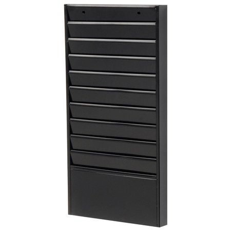 Global Industrial Steel Medical Chart Hanging Wall File Holder, 10 Pockets, Black 806403